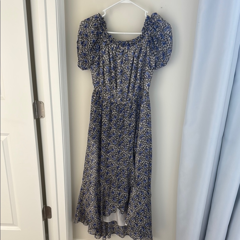 Express Navy Floral Midi Dress